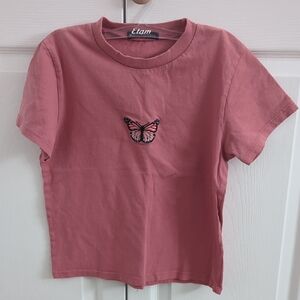 Brandy Melville Mauve Butterfly Tee